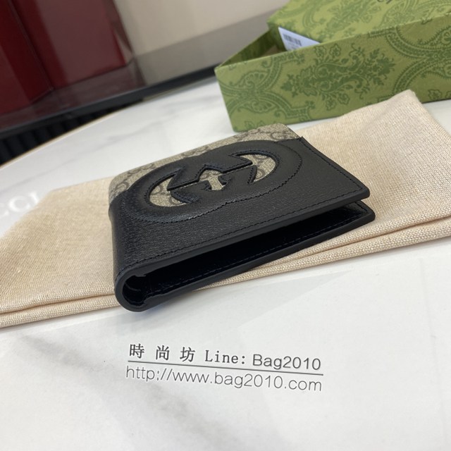Gucci專櫃古馳最新款飾鏤空互扣式雙G錢包男士短夾錢包 jh2105型號：701420